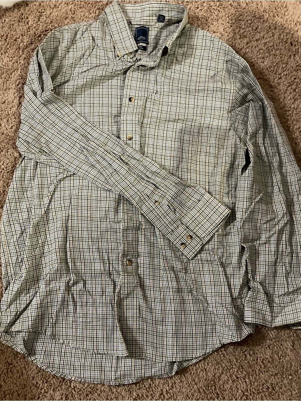 Arrow Men’s Button-Down Plaid Shirt - White, Blue, Brown